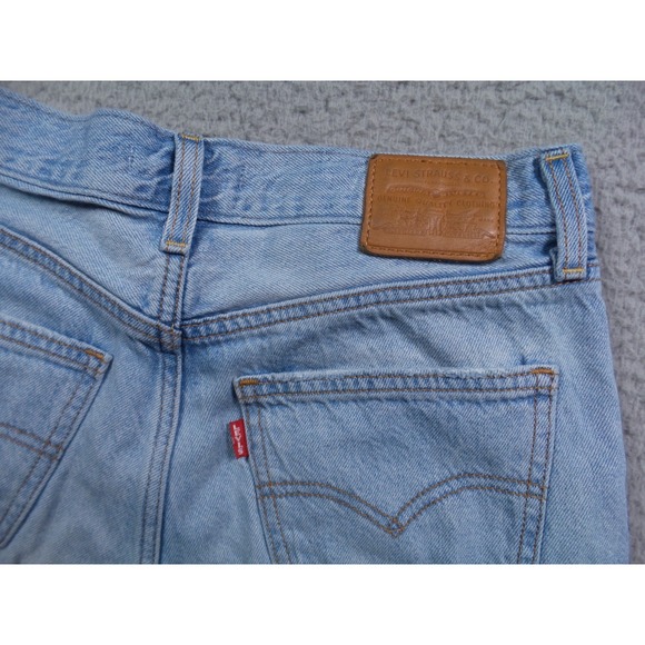 Levis Premium Womens Jeans Size 25 Blue Denim Loose Taper Crop Stretch High Rise - Picture 7 of 16